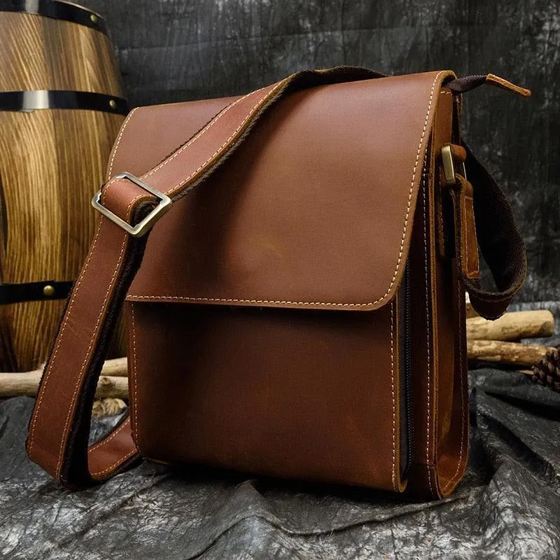 Mens Leather Bags Crossbody Shoulder Messenger Bags