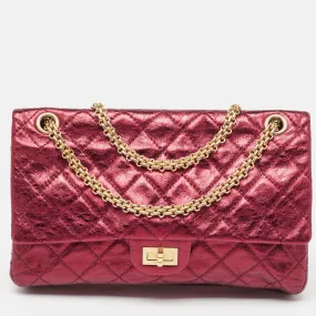 Metallic Burgundy Quilted Aged Leather Classic 226 Reissue 2.55 Flap Bag