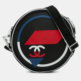 Multicolor Canvas And Rubber Airlines Round Crossbody Bag