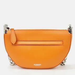 Orange Leather Olympia Crossbody Bag