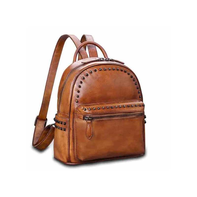 Rivets Womens Vintage Leather Backpack Leather Backpacks for Women