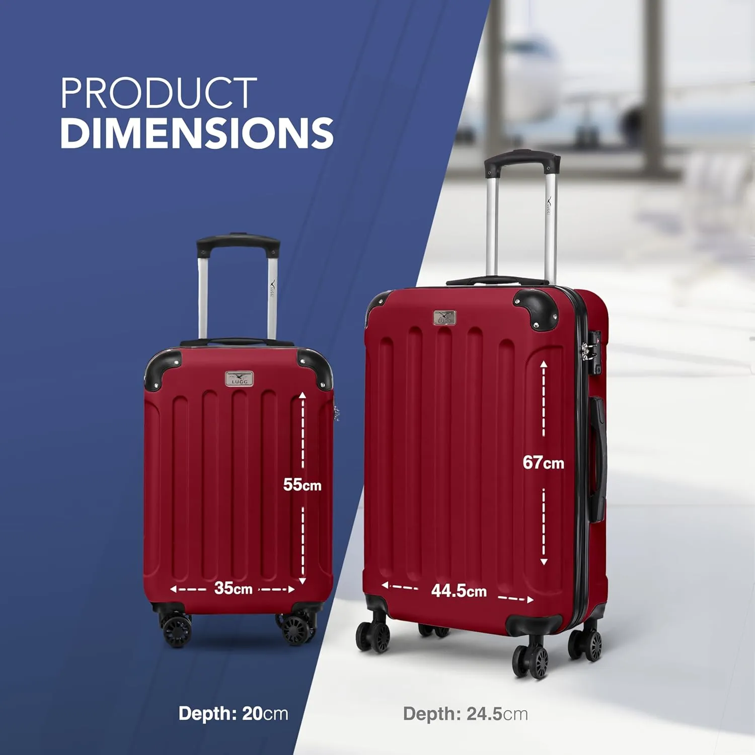 Skywander 2pc 20in & 24in Suitcase - Burgundy