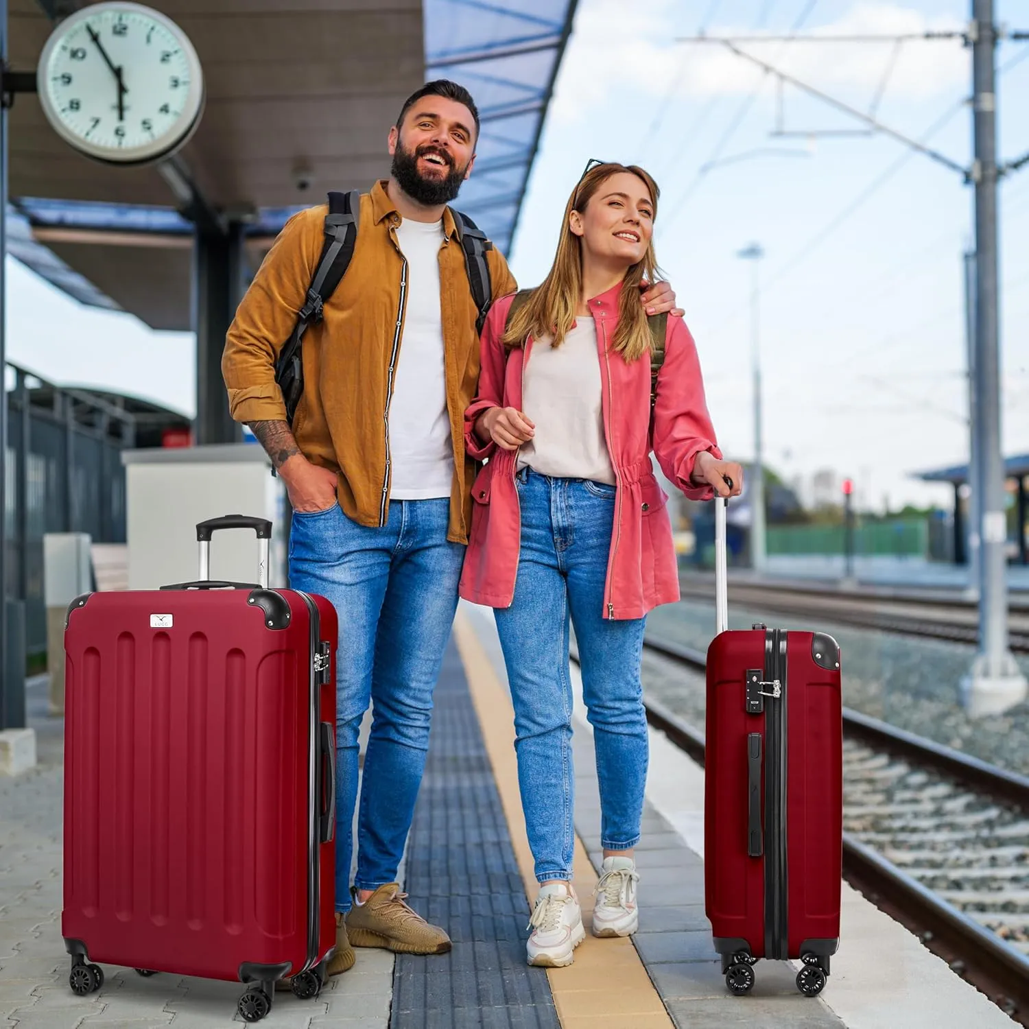 Skywander 2pc 20in & 24in Suitcase - Burgundy