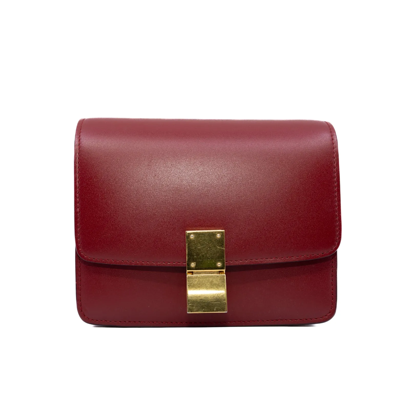 Small Classic bag in Box Calfskin Red Ghw with Strap