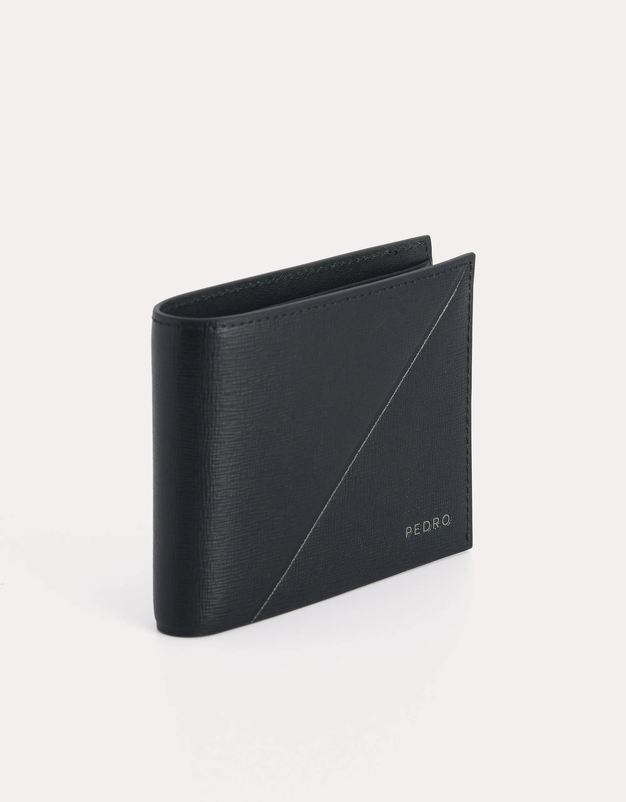 Textured Leather Bi-Fold Wallet with Insert