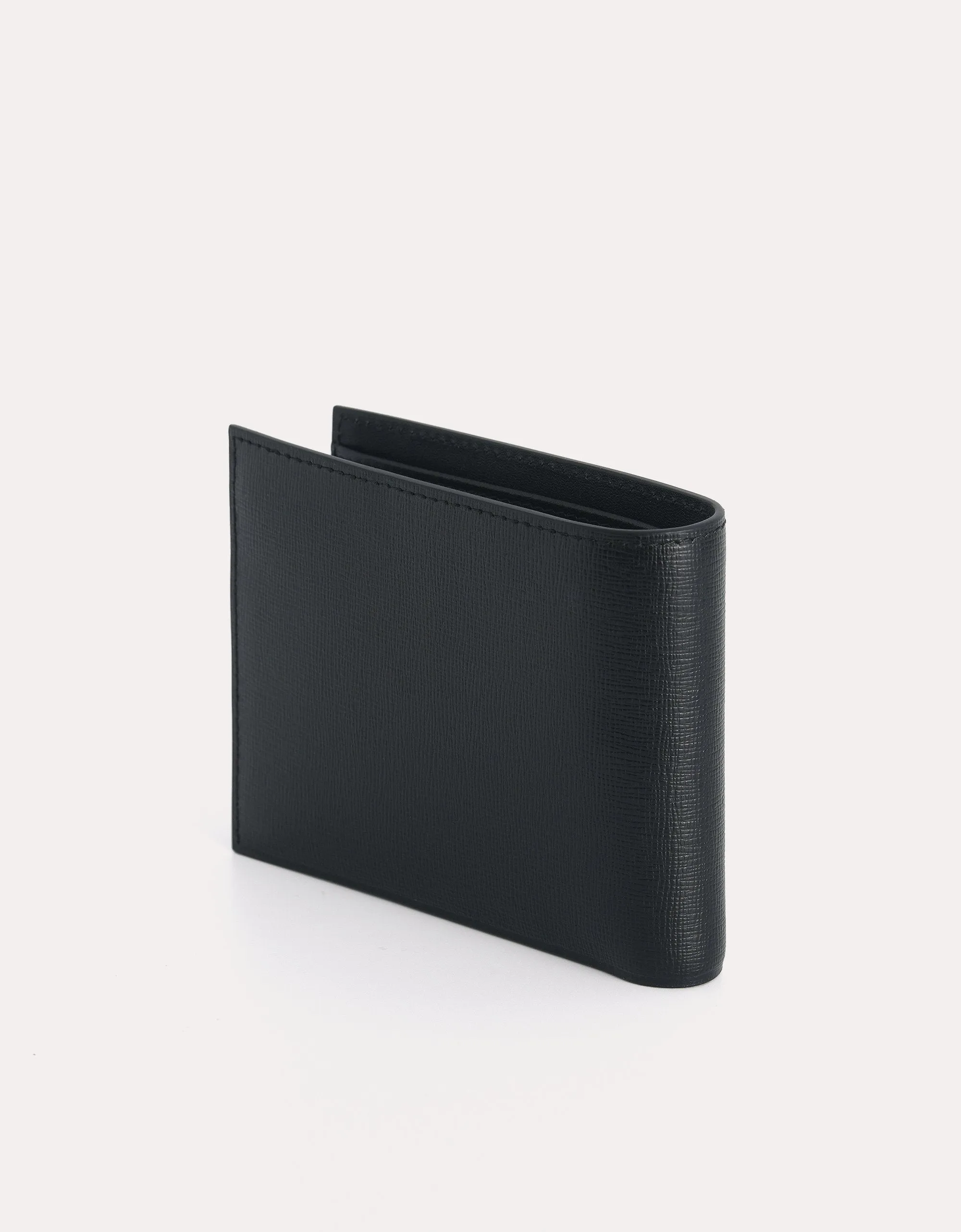 Textured Leather Bi-Fold Wallet with Insert