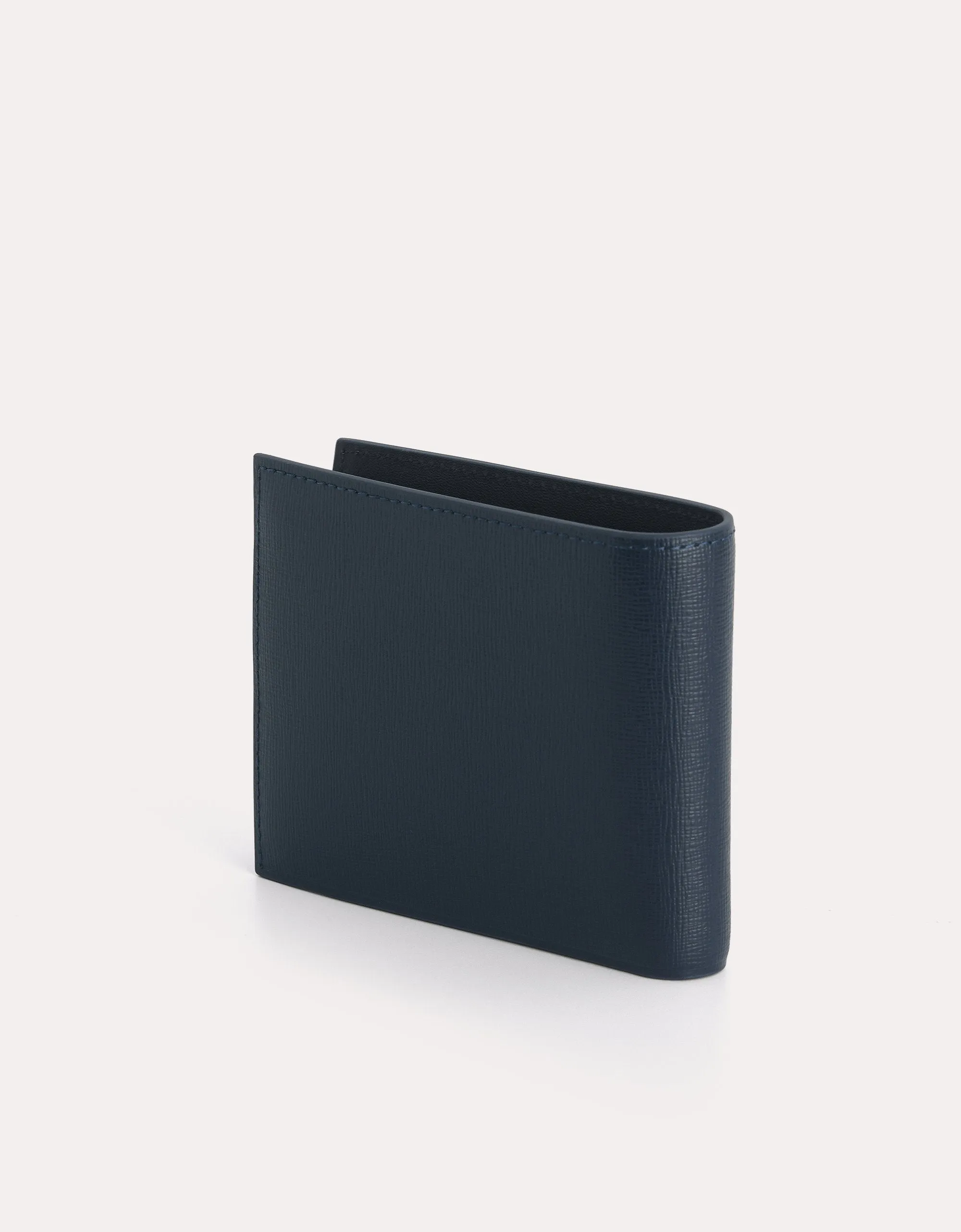 Textured Leather Bi-Fold Wallet with Insert