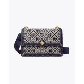 Tory Burch-T monogram Jacquard Shoulder Bag In Navy - 152299