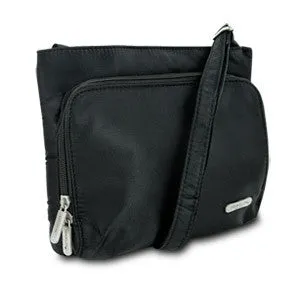 Travelon Classic Hobo Bag (Black w/ Zebra Lining)