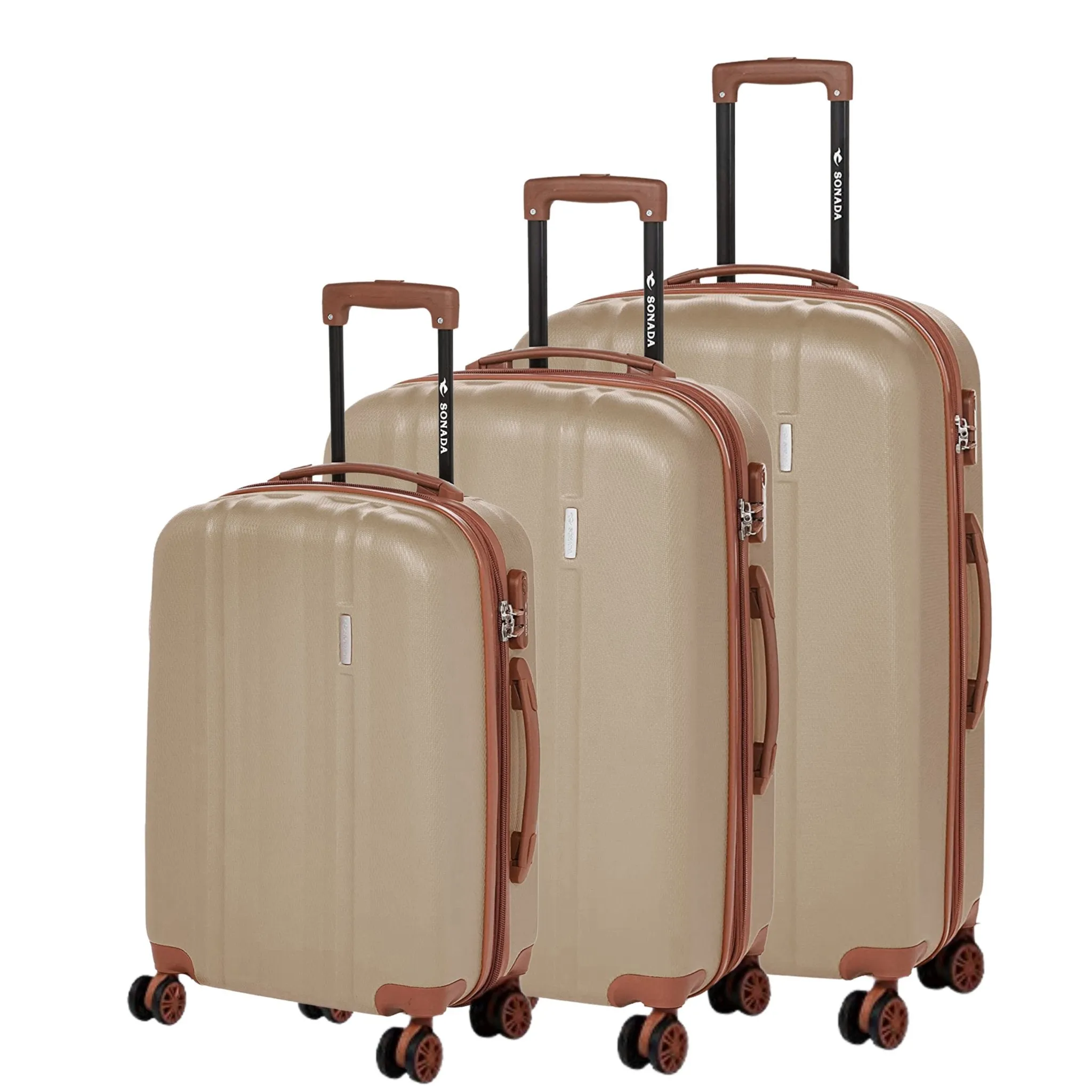 Upright Suitcases Trolley Set of 3 - Dark Grey