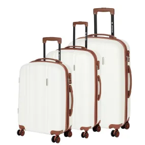 Upright Suitcases Trolley Set of 3 - White