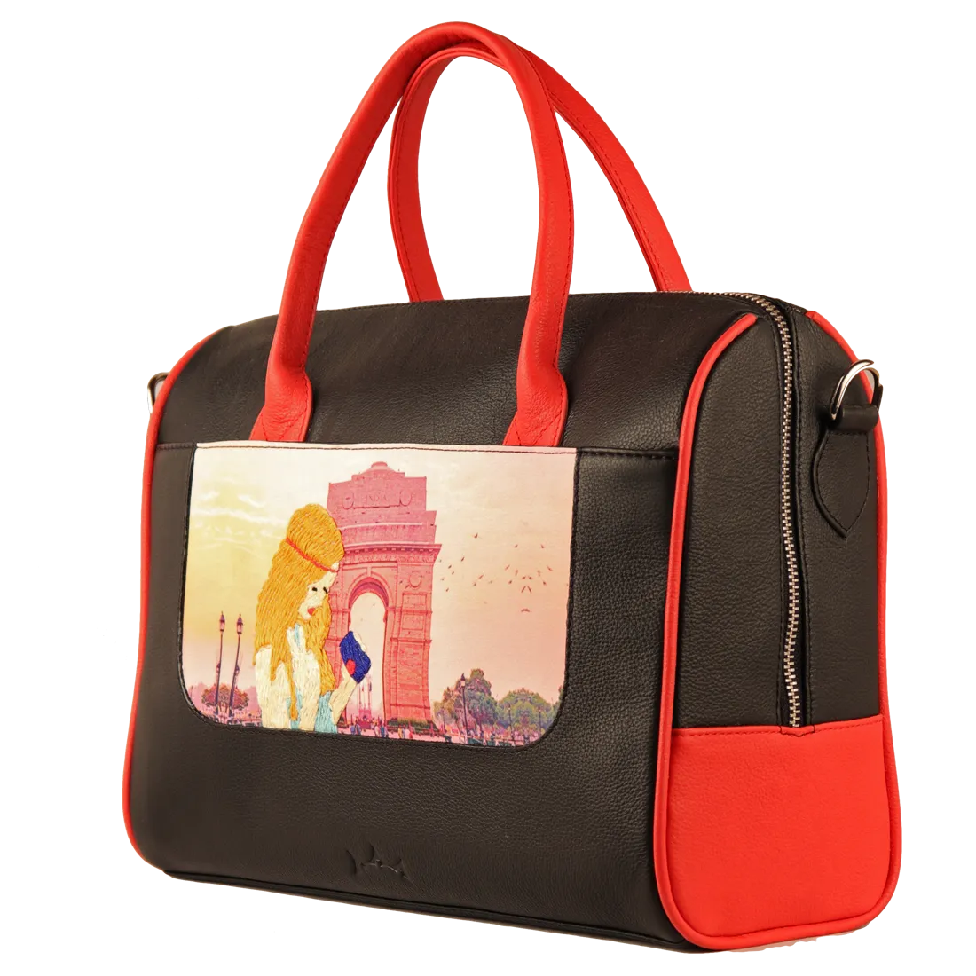 Women's Handcrafted Delhi Print Weekender Bag (Black)