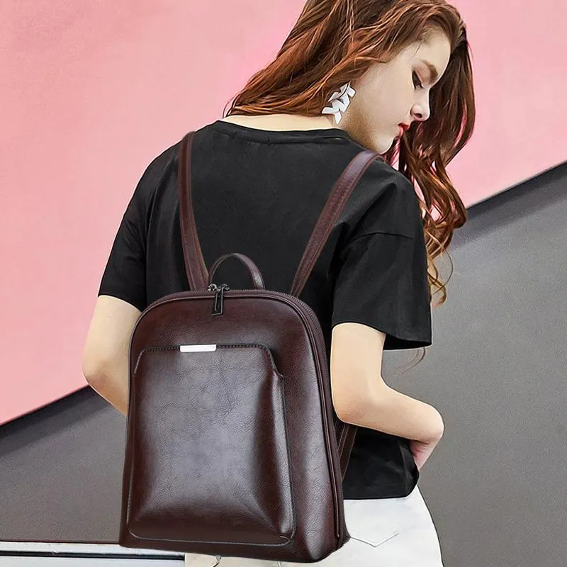 Women's Large Capacity Leather Backpack | Shoulder Bag