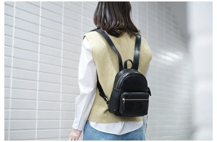 Women's Mini Leather Backpack Ladies Black Backpack Bag For Women