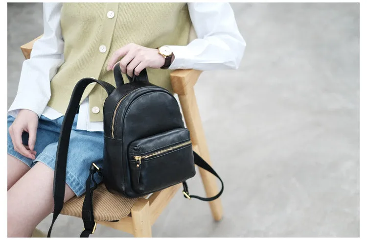 Women's Mini Leather Backpack Ladies Black Backpack Bag For Women