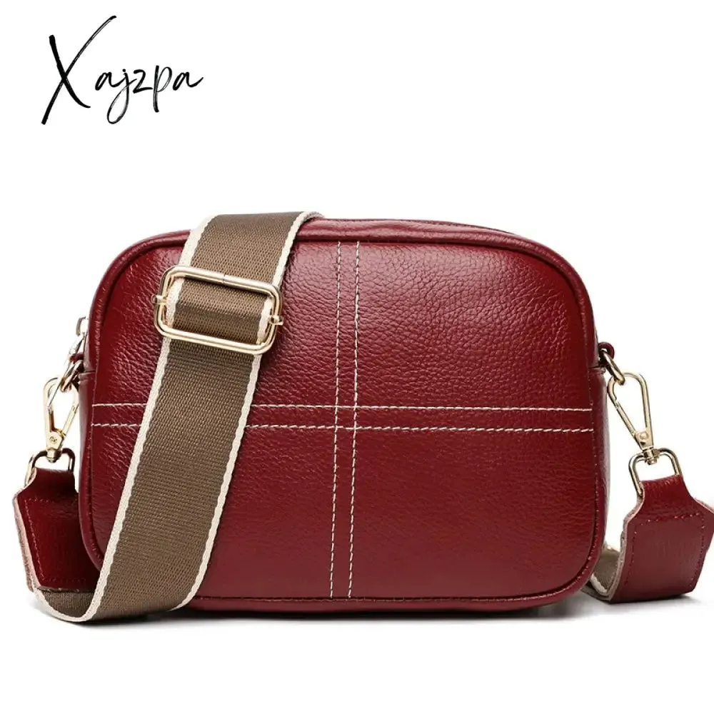 Xajzpa - Cowhide Bag New Leather Soft Leather Zero Wallet Fashion Versatile Messenger Crossbody Bags For Women Square Bag