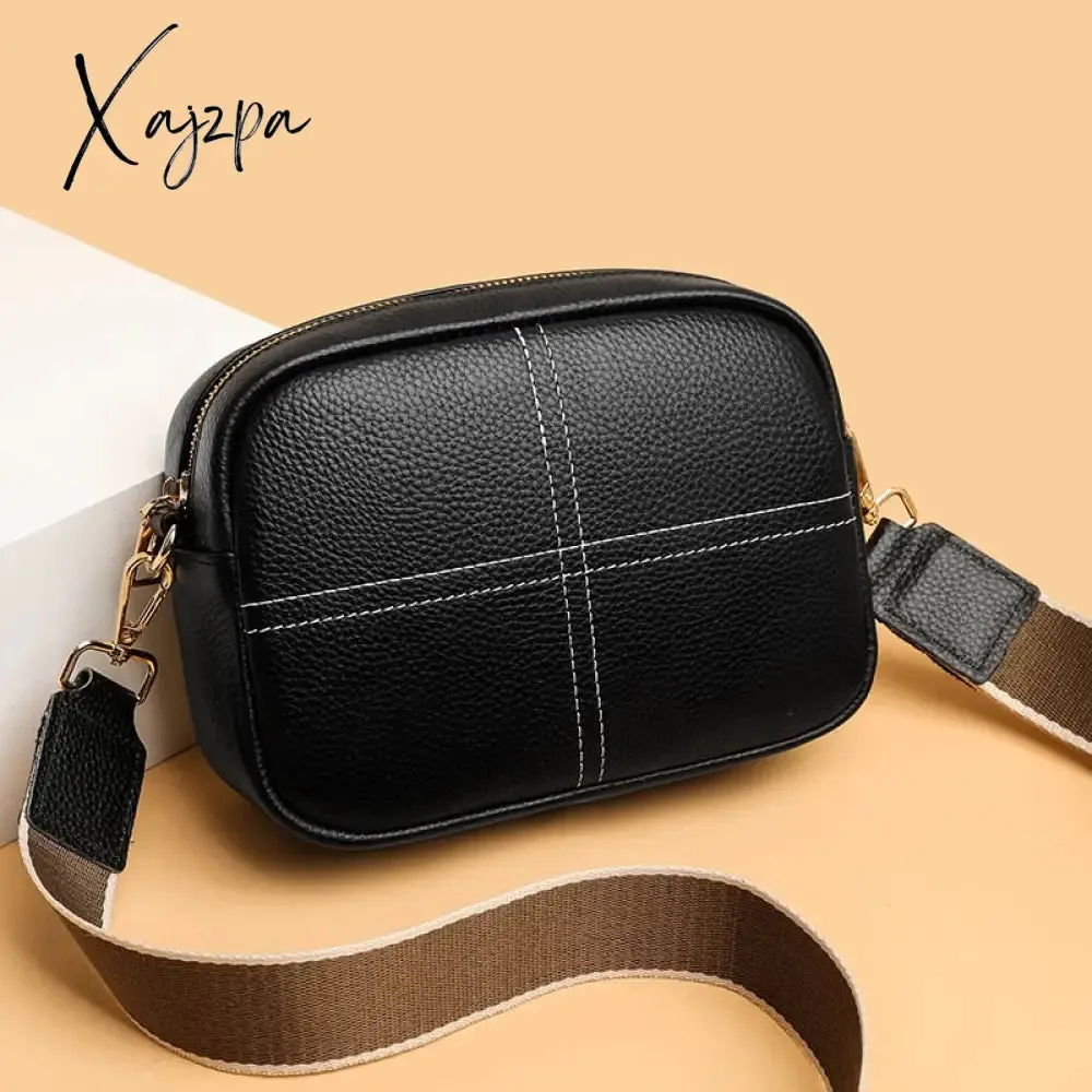 Xajzpa - Cowhide Bag New Leather Soft Leather Zero Wallet Fashion Versatile Messenger Crossbody Bags For Women Square Bag