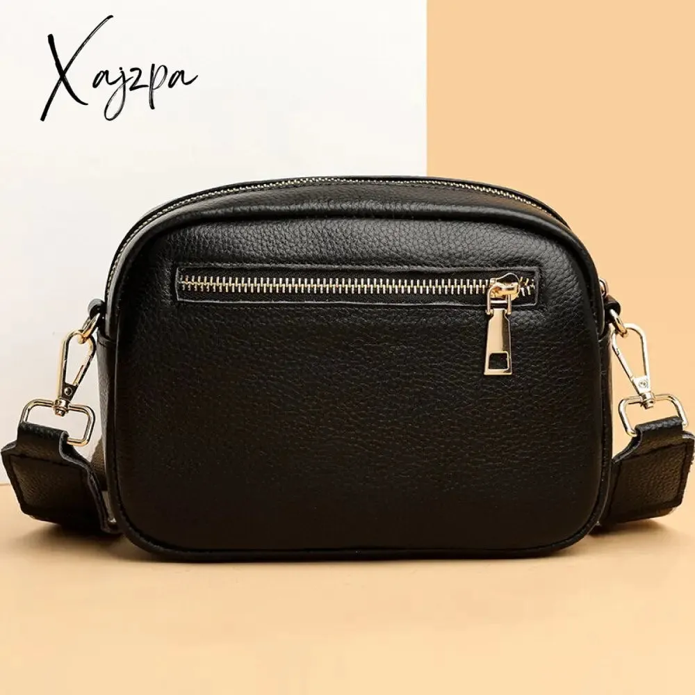 Xajzpa - Cowhide Bag New Leather Soft Leather Zero Wallet Fashion Versatile Messenger Crossbody Bags For Women Square Bag