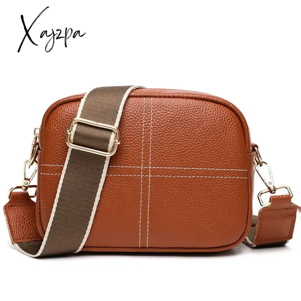 Xajzpa - Cowhide Bag New Leather Soft Leather Zero Wallet Fashion Versatile Messenger Crossbody Bags For Women Square Bag