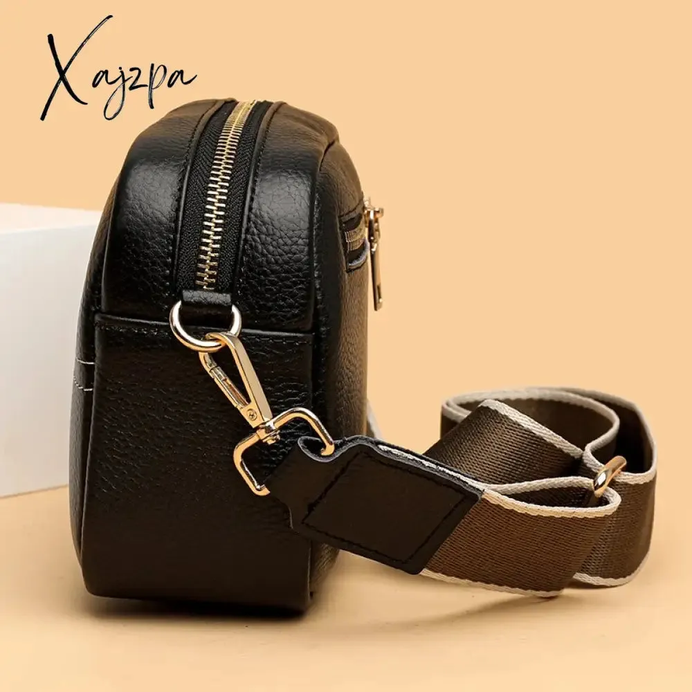 Xajzpa - Cowhide Bag New Leather Soft Leather Zero Wallet Fashion Versatile Messenger Crossbody Bags For Women Square Bag