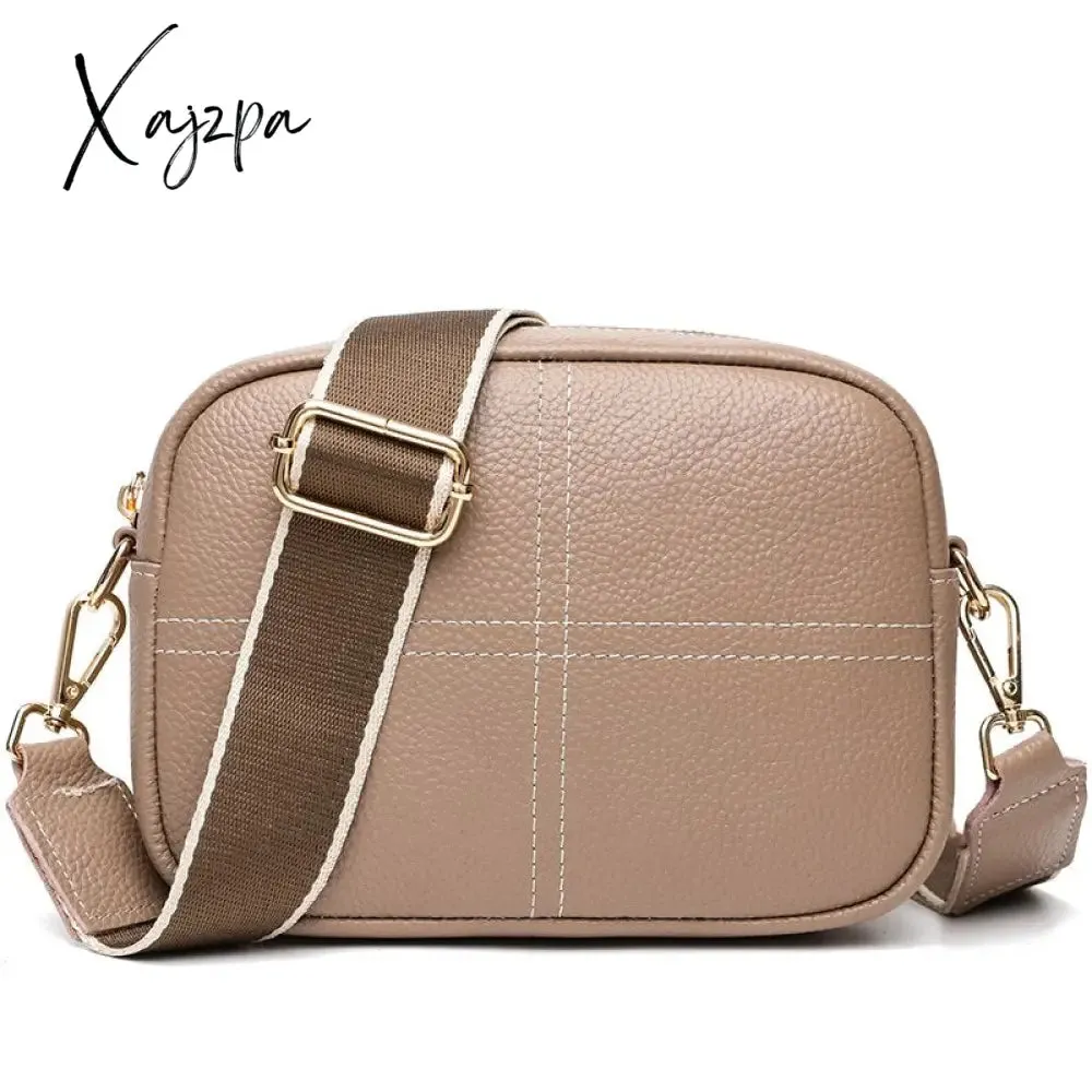 Xajzpa - Cowhide Bag New Leather Soft Leather Zero Wallet Fashion Versatile Messenger Crossbody Bags For Women Square Bag